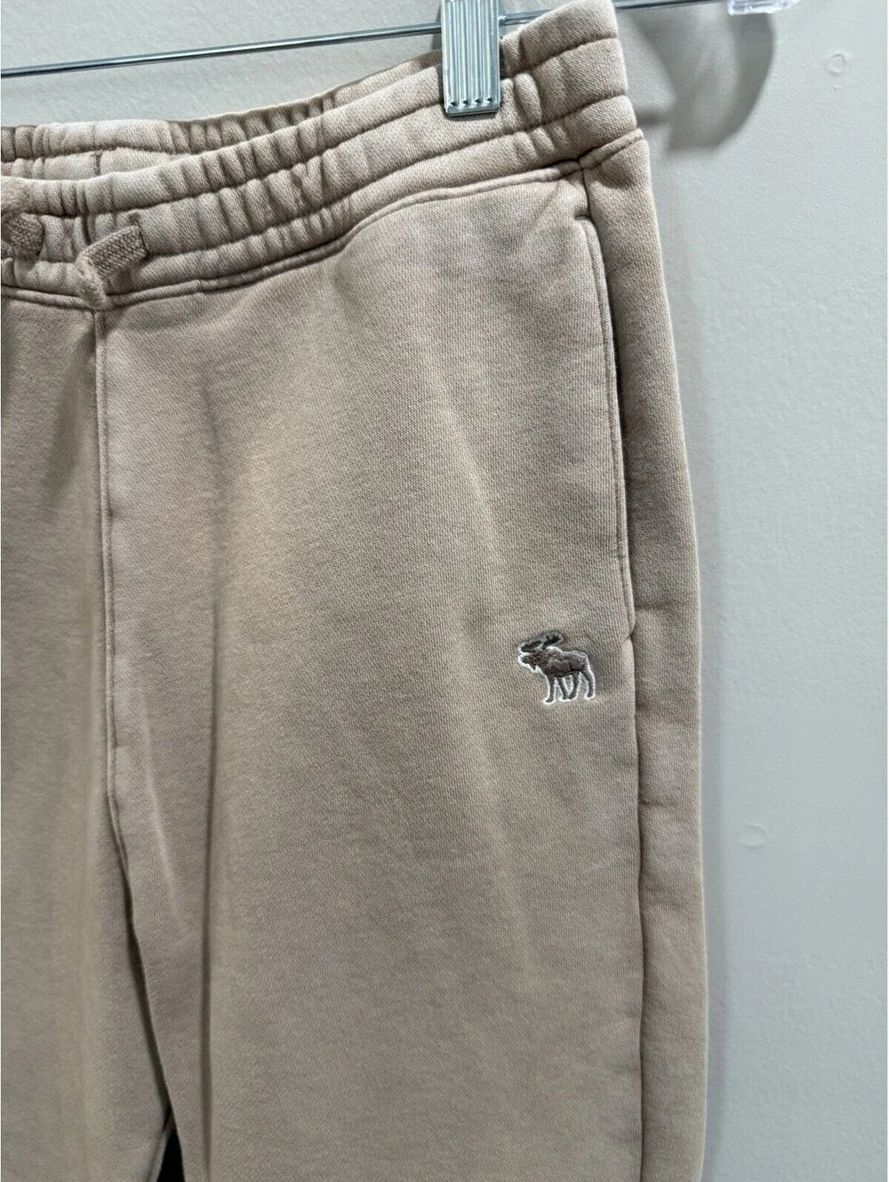 Abercrombie Kids Boys Beige Fleece Jogger Pants Elastic Waist Pockets 15/16